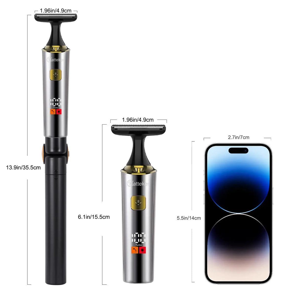 Hatteker Electric Mens Back Shaver Body Trimmer Hair Groomer 4 in 1 Kit with Extendable Auxiliary Arm Waterproof Facial,Chin,Arm,Back,Pubic Hair Trimmer Grooming Set