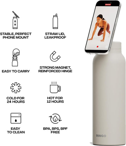 "Ringo Insulated Water Bottle with Phone Holder"