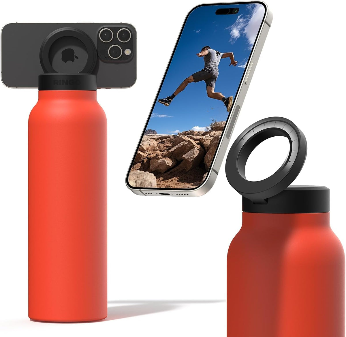 "Ringo Insulated Water Bottle with Phone Holder"
